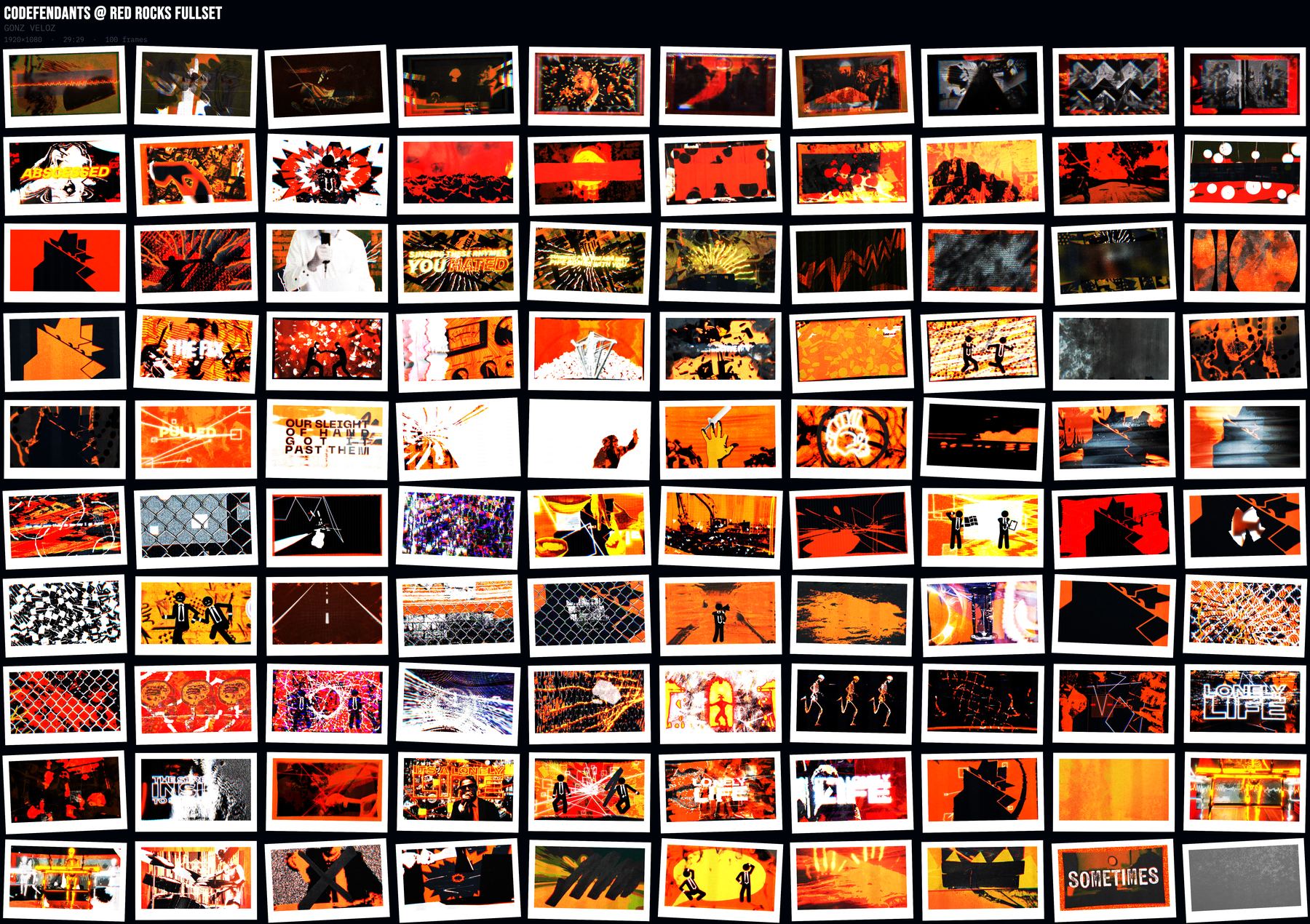 Codefendants @ Red Rocks contact sheet — full set